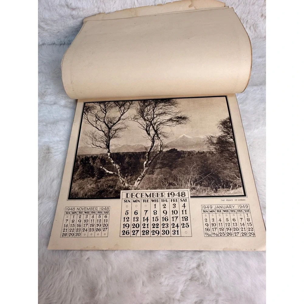 Vintage 1948 Valentines Bonnie Scotland Calendar 12 Month Edinburgh Skye Arran